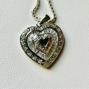 CZ Heart Sterling Silver Pendant Necklace, Promise Heart Pendant, Heart Pendant